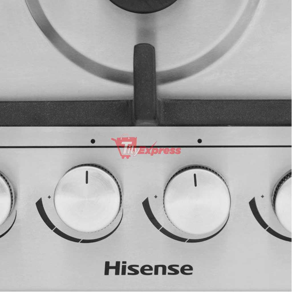 Hisense 58cm Built-In Gas Hob HHU60GAGR, 4 Gas Burners, Auto Ignition, Cast Iron Pan Supports, Gas Cooker