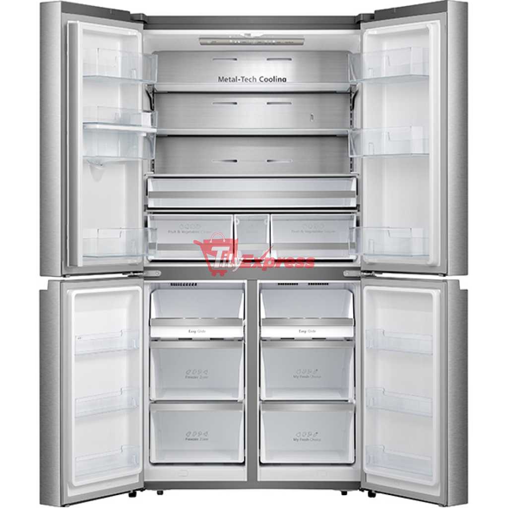 Hisense 730L French Door Fridge RQ-73WC4SW1; 4-Doors, Frost Free Refrigerator With Water Dispenser - Stainless Steel