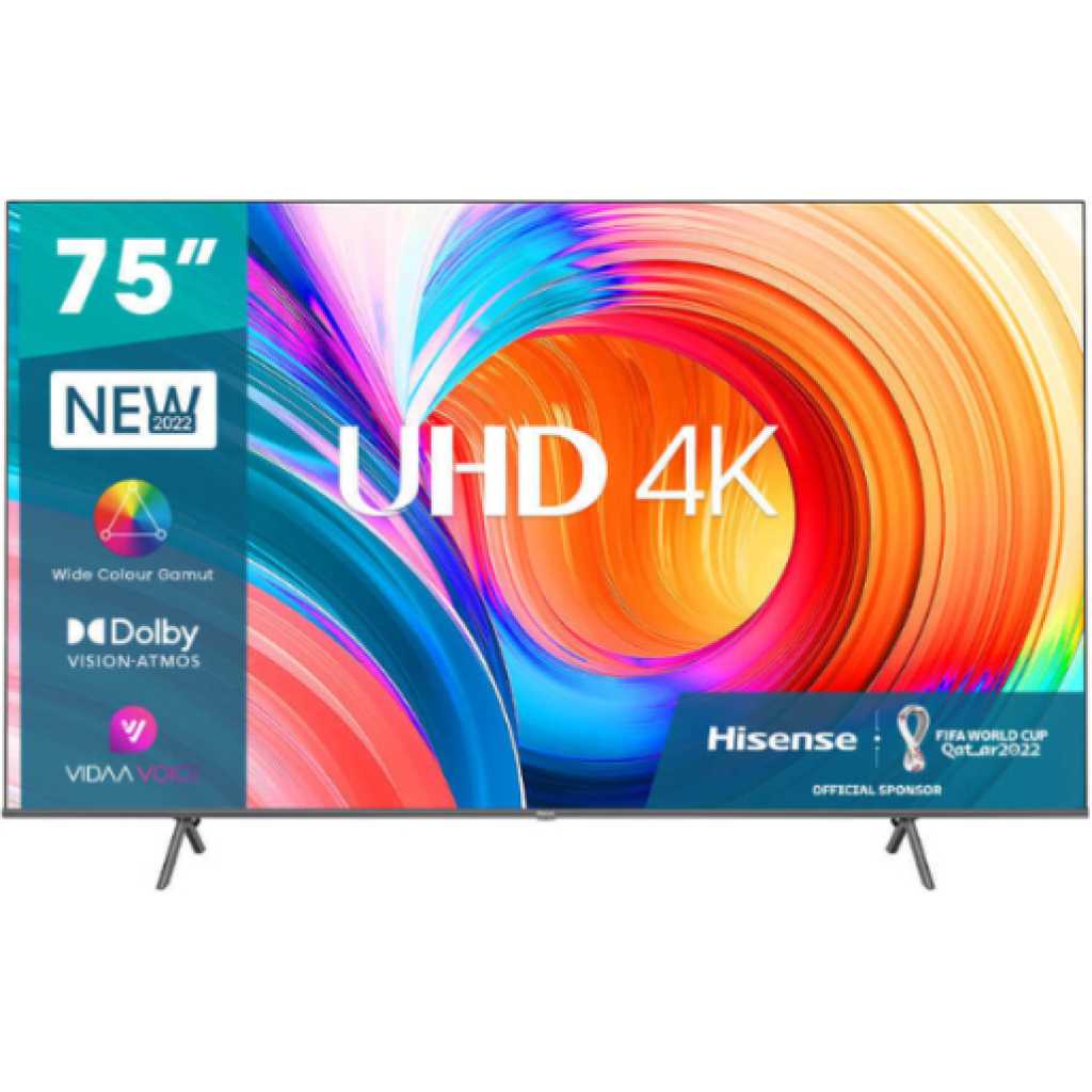 Hisense 75 - Inch 4K UHD Smart VIDAA TV 75A7K, With Dolby Vision HDR, DTS Virtual X, Bluetooth and Wi-Fi - Black