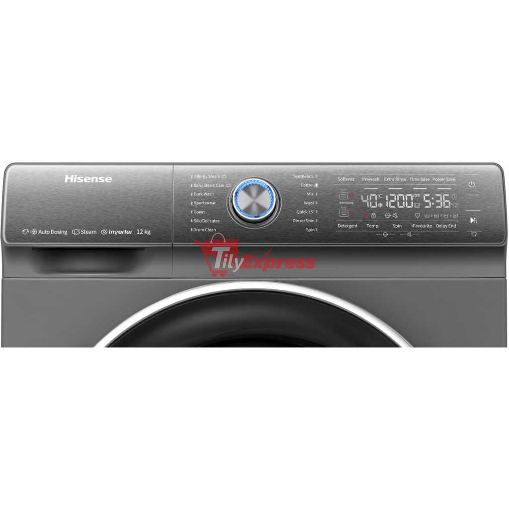 Hisense 12kg Automatic Front Load Washing Machine 1400rpm | Inverter Motor Technology WF3Q1242BT - Grey