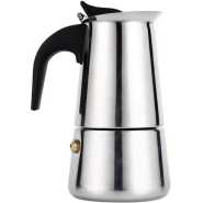 9 Cups Moka Pot Large Capacity Stainless Steel 304 Moka Pot Coffee Maker Stovetop Espresso Maker Coffee 450ML- Siliver