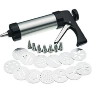 Cookie Press And Cake Decorating Set - Silver