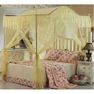 Luxurious Curved Mosquito Net With Poles - Cream - Top Design May Vary