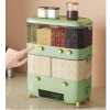 Olpad Rice Dispenser Grain Dispenser 2 Layers Rice Container Kitchen Food Organizer with 4 Small Grids&2 Large Grid for Home Kitchen,Rice Beans Grains Holder(2 Layers rice dispenser - Multicolor