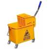 12L Mop Bucket Side Press Wringer Cleaning Commercial Mop Bucket On Wheels (Yellow, Plastic Wheel)