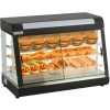 66*45*68CM Countertop Food Warmer Display Case 3 Shelf Hot Warming Showcase with Front and Back Sliding Door and Water Tray- Black