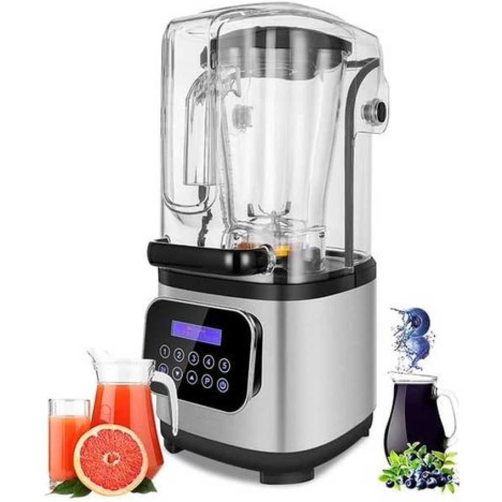 High speed Sound Proof Blender With Cover Mixer Fruit Juicer Silent Commercial Digital display Programmed Blender Ice Crusher