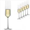 6PC Long Stem Champagne Flutes Crystal Clear And Seamless Tower Sparkling Wine Glasses -Clear