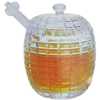 Crystal Glass Honey Pot Jam Jar with Honey Dipper Spoon and Lid Transparent Beehive Storage Jar- Clear