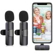 K9 Dual Wireless Lavalier Microphone Plug and Play, No Need APP & Bluetooth Collar Mic for All iPhone, iPad, Mac Devices for YouTube, Live Stream & Video Recording And Lightning- Black