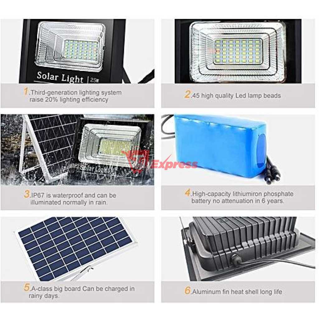 Solar Security Light 60 Watts Floodlight - Black