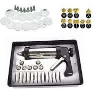 Cookie Press And Cake Decorating Set - Silver