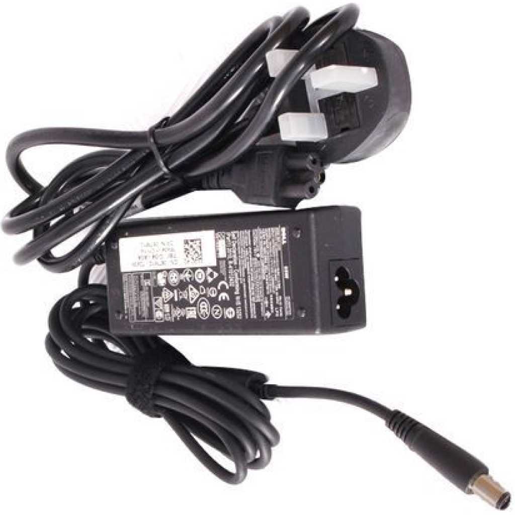 DELL Laptop Charger Big Pin 19.5V 3.34A 65W (Adapter + Power Code) - Black