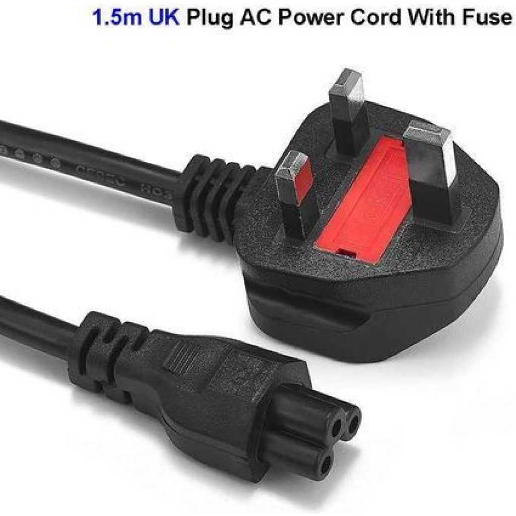 AC 3 Pin Laptop Notebook Adapter Power Cord Cable - Black