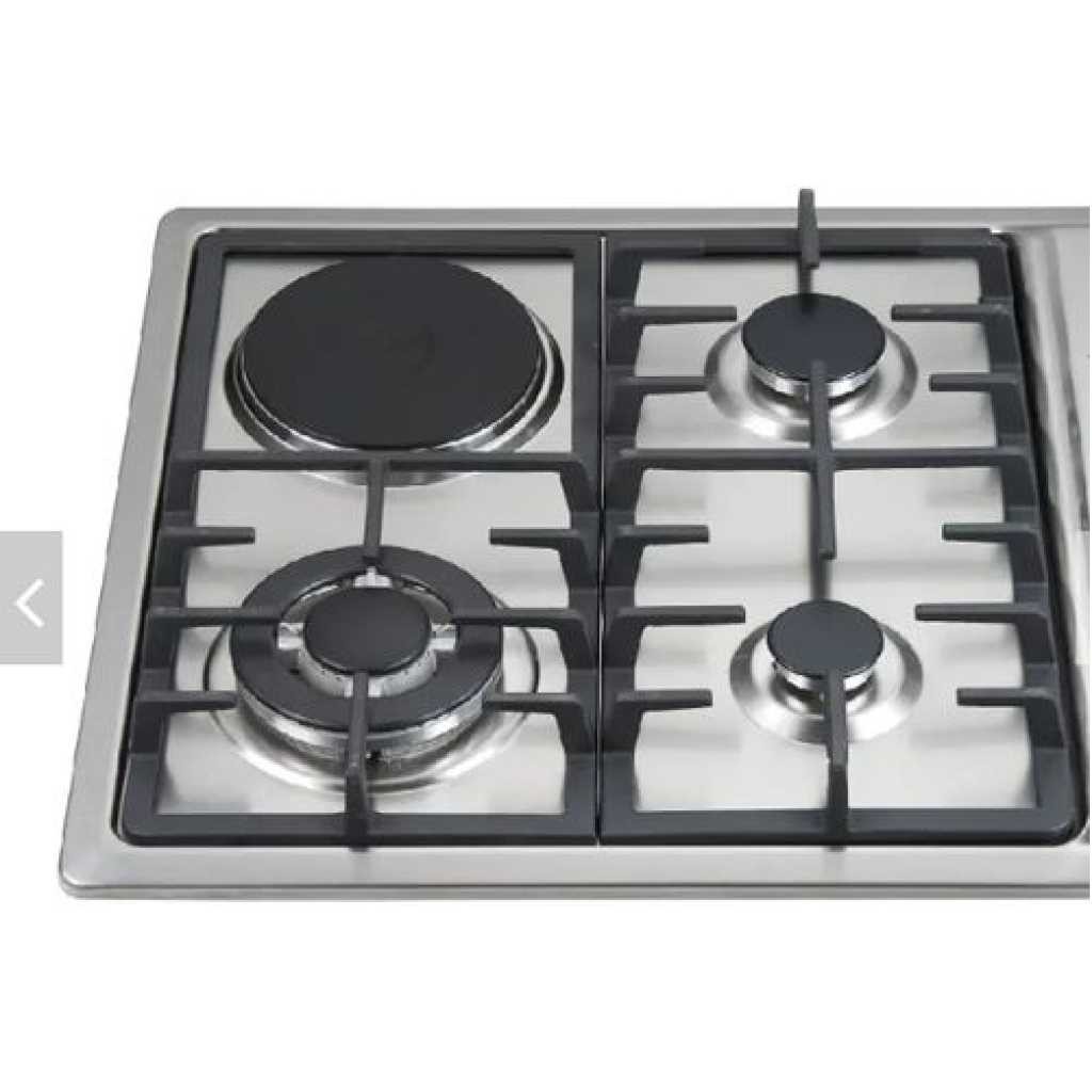 SPJ Cooker 3 Gas Burners With 1 Electric Hotplate 50X50 Standing Gas Cooker, Electric Oven & Grill, Auto Ignition - Black