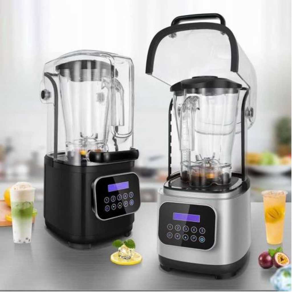 High speed Sound Proof Blender With Cover Mixer Fruit Juicer Silent Commercial Digital display Programmed Blender Ice Crusher