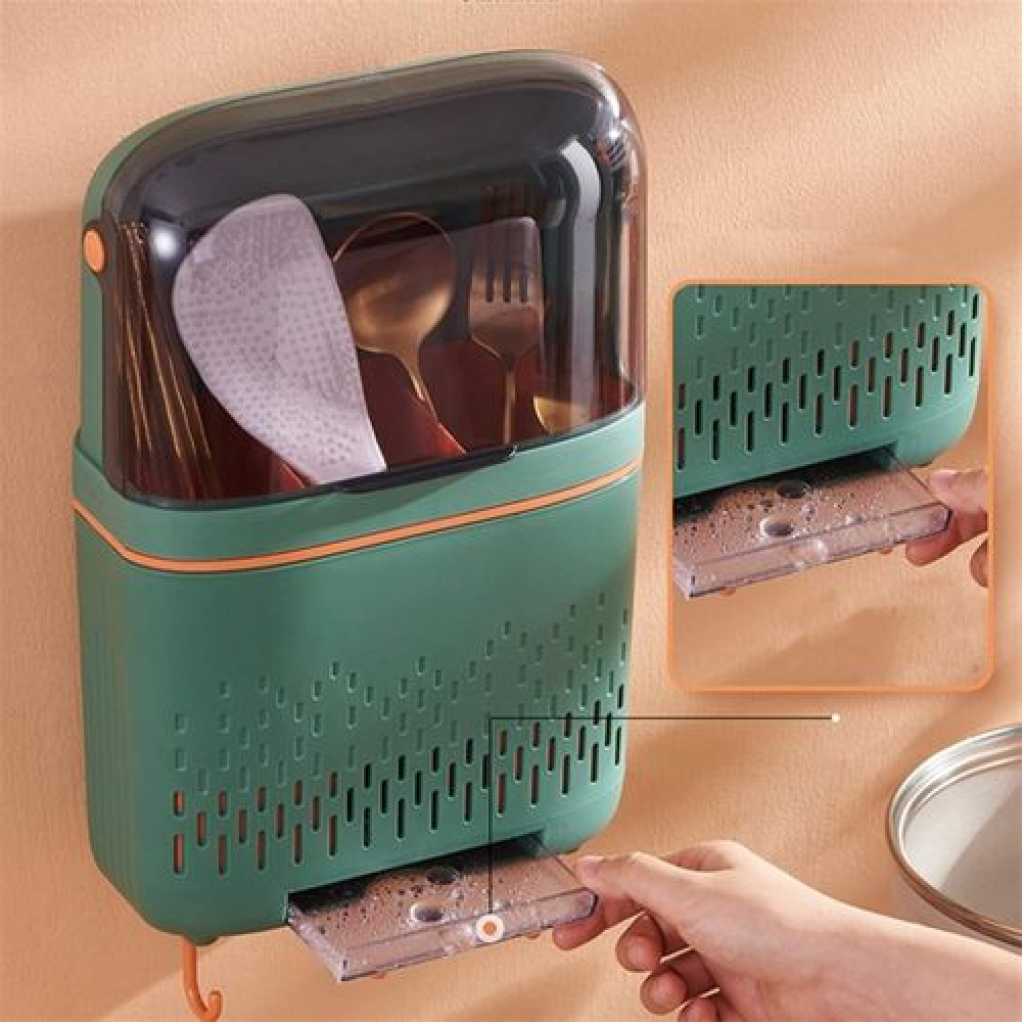 Kitchen chopsticks rack Crock Utensil Holder Draining Chopstick Cage Wall Mounted Flatware Silverware Organizer Caddy for Forks Spoons wall mounted cutlery holder Chopstick kitchen utensils stand- Multicolor
