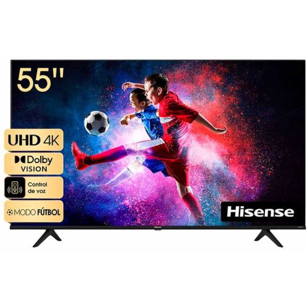 Hisense (55 Inch) 4K UHD Smart TV, with Dolby Vision HDR, DTS Virtual X, Youtube, Netflix, Disney +, Freeview Play and Alexa Built-in, Bluetooth and WiFi , Black