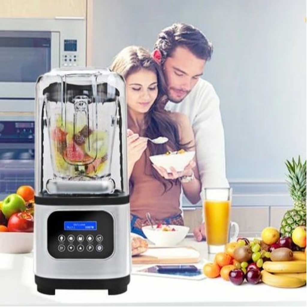 High speed Sound Proof Blender With Cover Mixer Fruit Juicer Silent Commercial Digital display Programmed Blender Ice Crusher