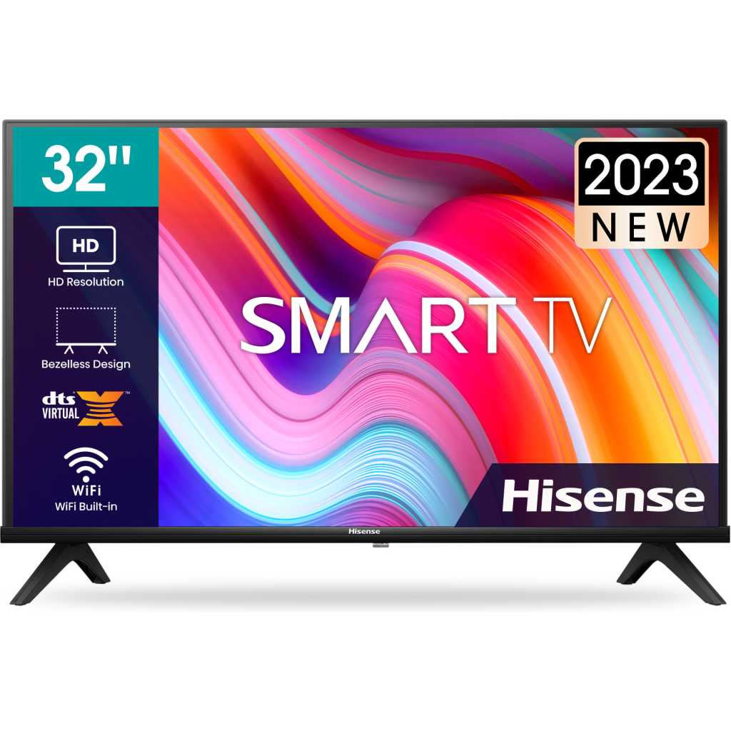 Hisense 32 Inch Smart VIDAA TV Frameless Flat Screen Smart TV, 32A4K, HD, Bazeless Design - Black