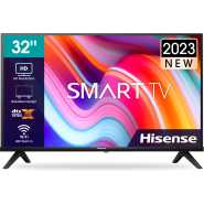 Hisense 32 Inch Smart VIDAA TV Frameless Flat Screen Smart TV, 32A4K, HD, Bazeless Design - Black