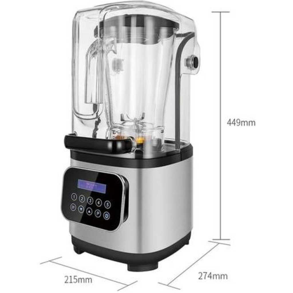 High speed Sound Proof Blender With Cover Mixer Fruit Juicer Silent Commercial Digital display Programmed Blender Ice Crusher