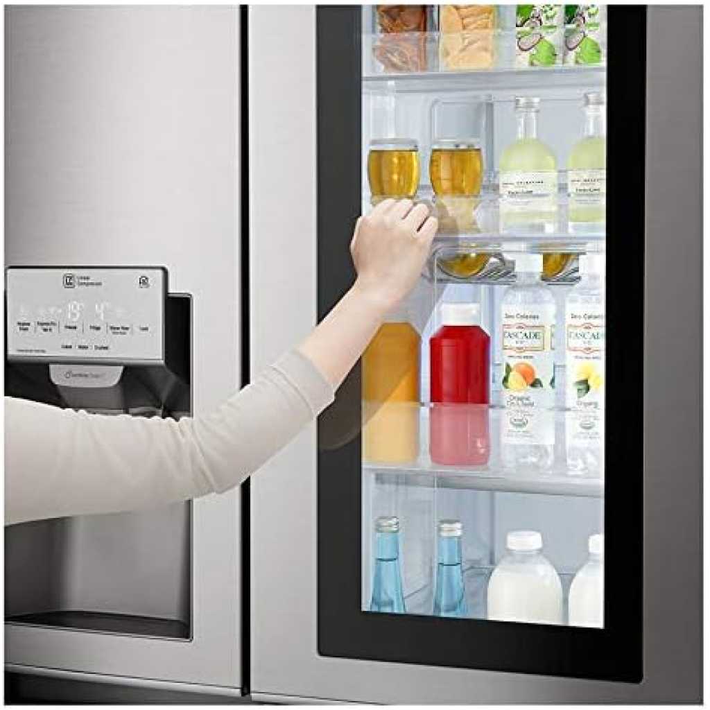 LG 668 Litres Side by Side Refrigerator with InstaView Door in Door, Shiny Steel - GR-X257CSAV