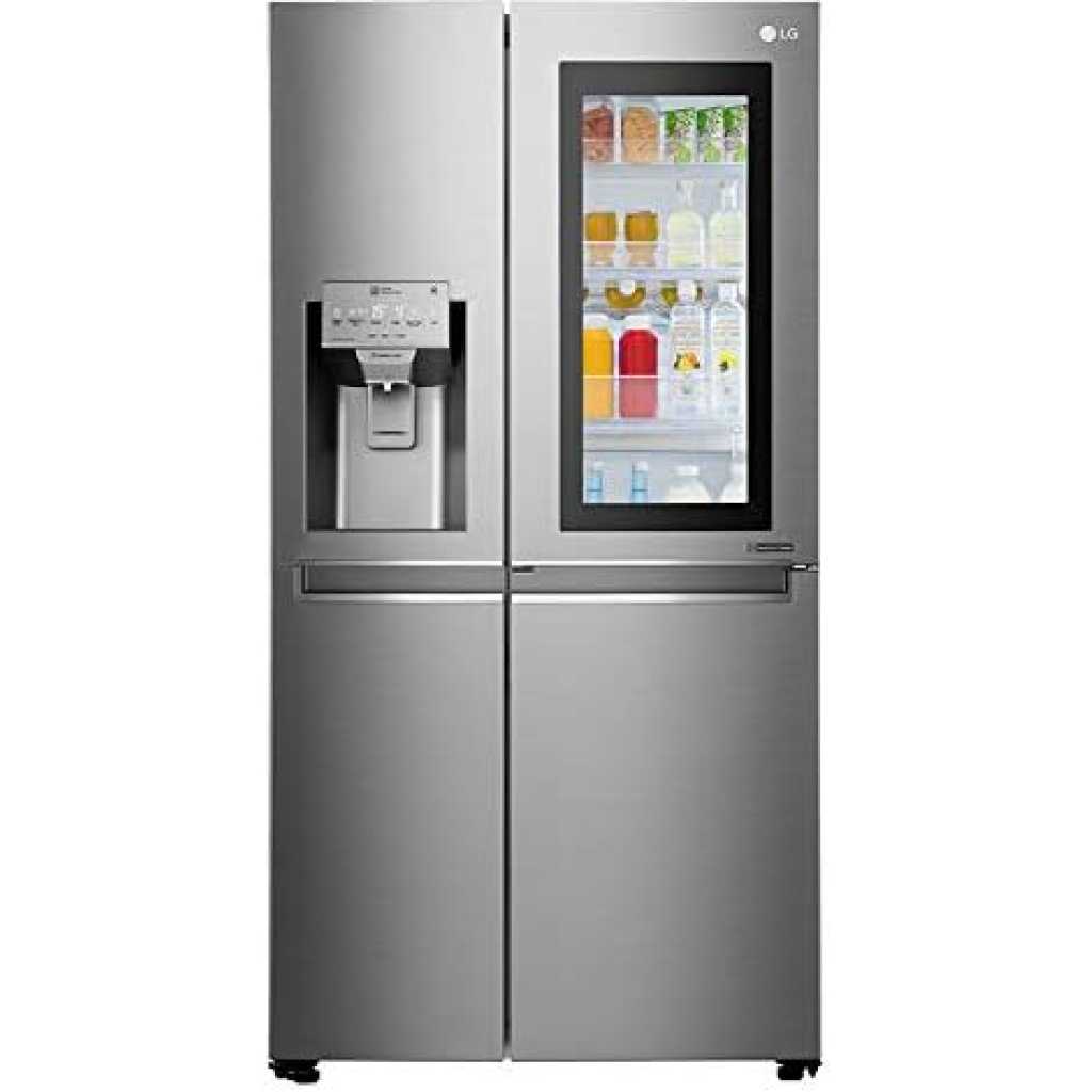 LG 668 Litres Side by Side Refrigerator with InstaView Door in Door, Shiny Steel - GR-X257CSAV