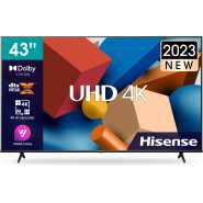 Hisense 43 - Inch 4K Ultra HD VIDAA Smart TV 43A6KS (2023), Airplay 2, AI 4K Upscaler, Dolby Vision, With In-Built Free To Air Decoder, Bluetooth, HDMI, Chromecast, USB, Netflix, Youtube - Black