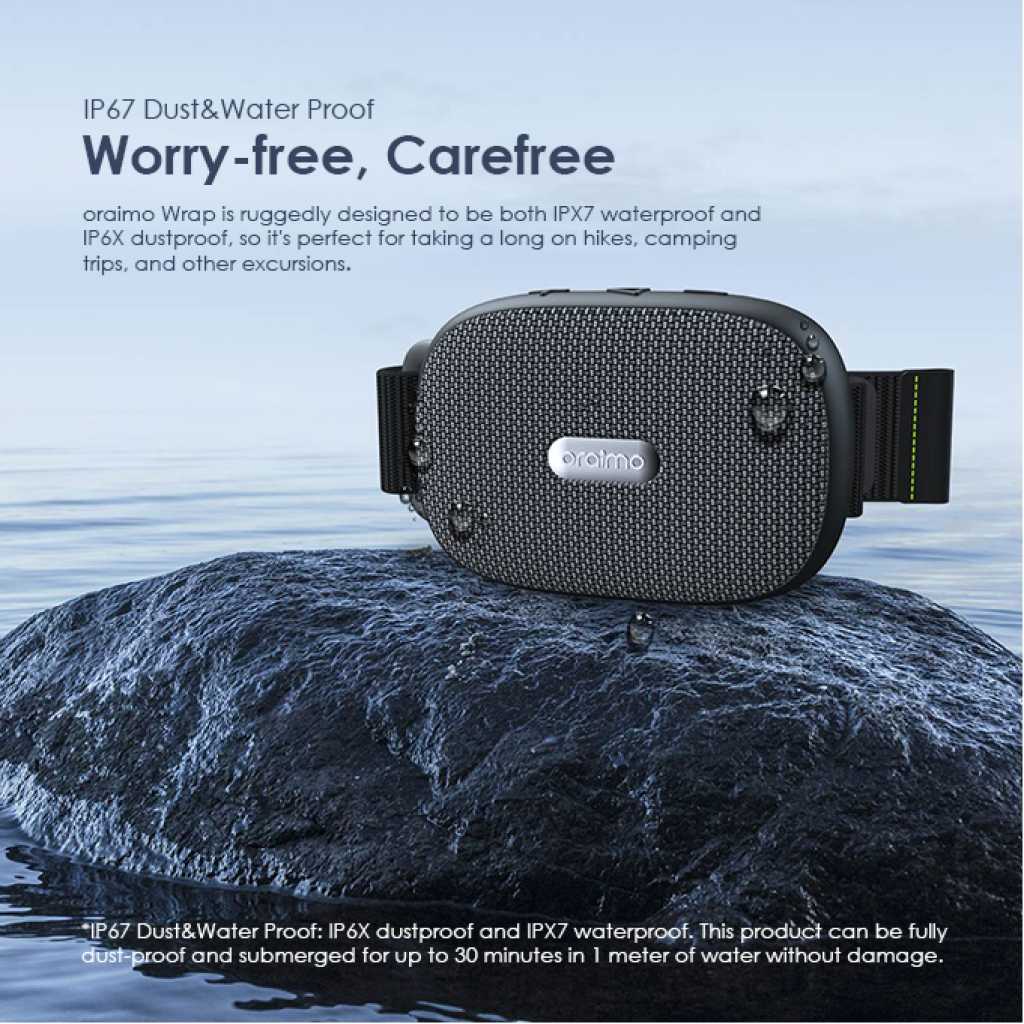Oraimo Wrap Heavy Bass Strap Design Portable Wireless Speaker OBS-40S, Bluetooth, FM, SC Card, AUX - Black