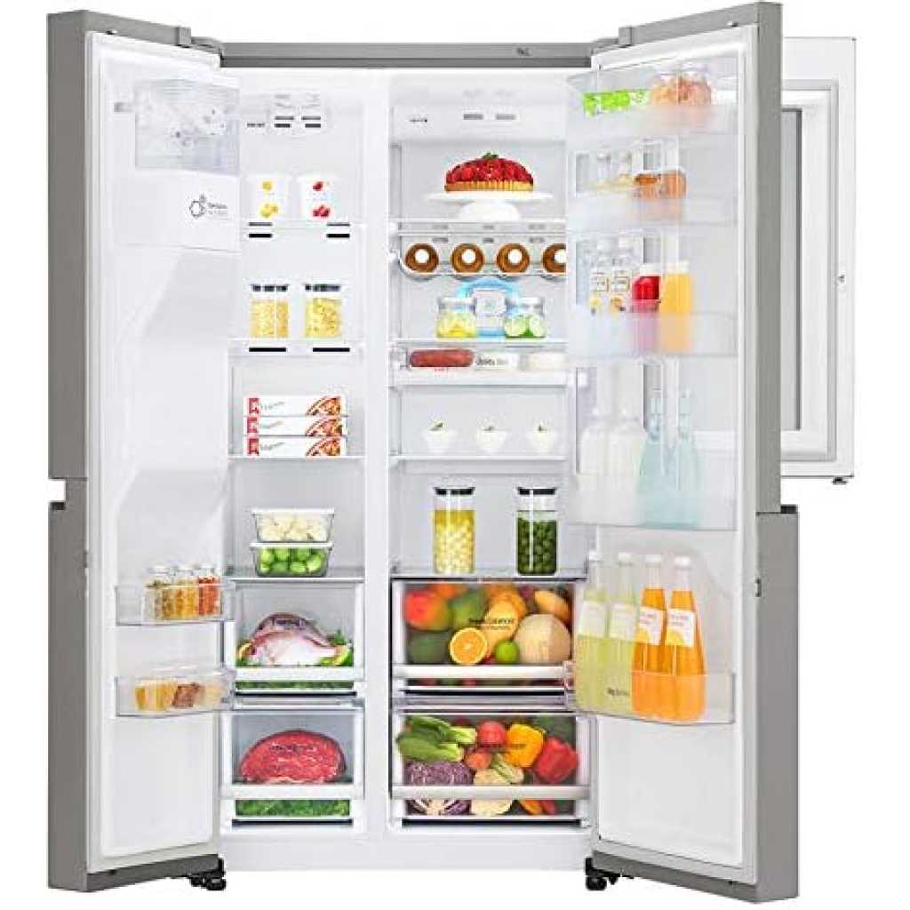 LG 668 Litres Side by Side Refrigerator with InstaView Door in Door, Shiny Steel - GR-X257CSAV