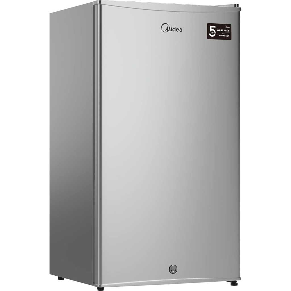 Midea 120-Litre Fridge MDRD133FGE; (Net 85L), Single Door Refrigerator with Separate Chiller Compartment 2L Bottle Holder, Adjustable Legs, Mini Fridge for Kitchen, Bedroom, Office & Bar