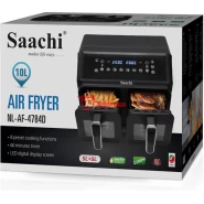Saachi 10L Digital Air Fryer NL-AF-4784D; 2 5L Independent Buskets, 8 Preset Cooking Functions, 60 Mins Timer, LED Digital Display Screen – Black Air Fryers TilyExpress