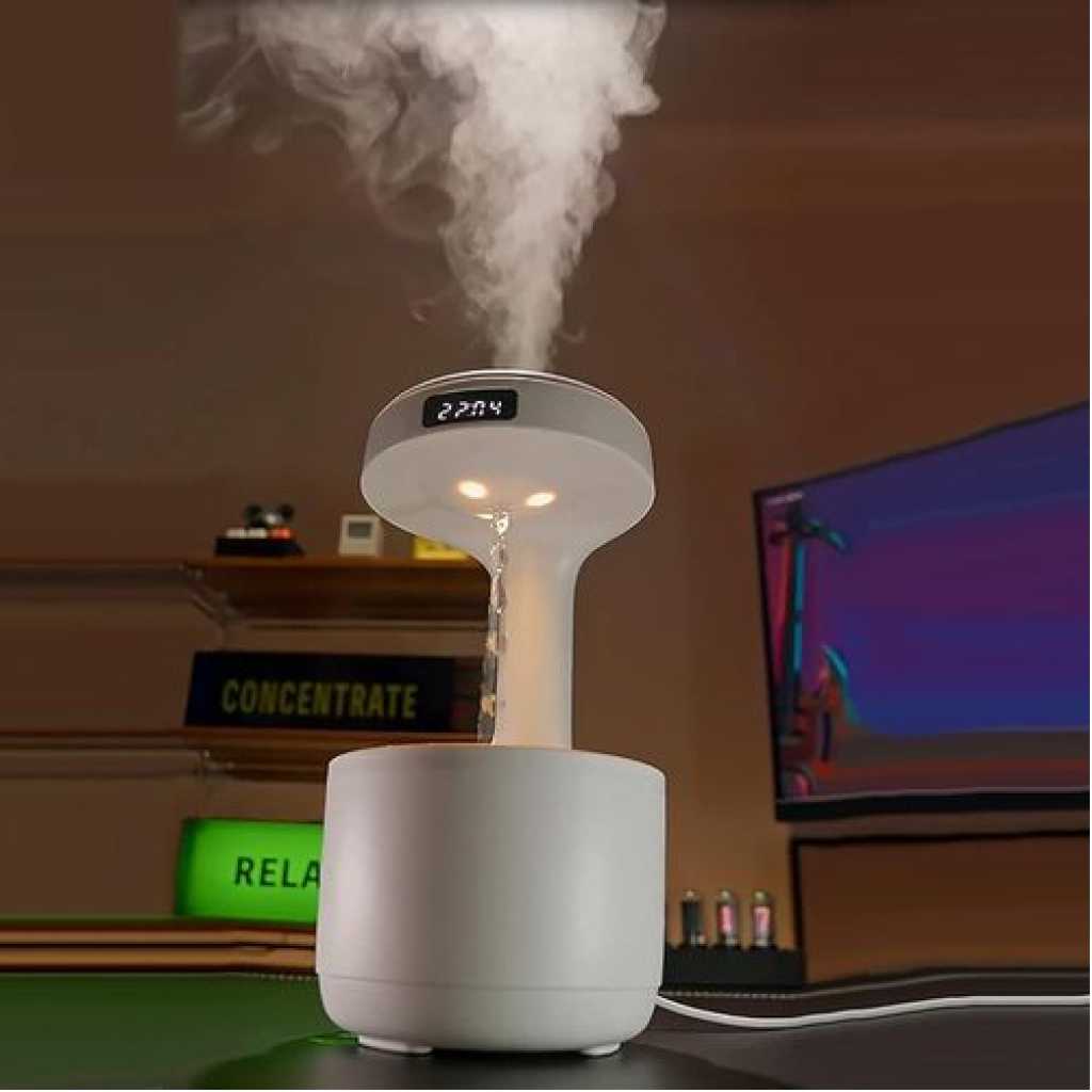 Anti-Gravity Humidifier With Clock Water Drop Backflow Aroma Diffuser, Anti Gravity Air Humidifier Aromatherapy Levitating Water Droplet,Ultrasonic Humidifiers Cool Mist Maker Fogger with LED Display, Air Purifiers for Office Bedroom- Multicolor