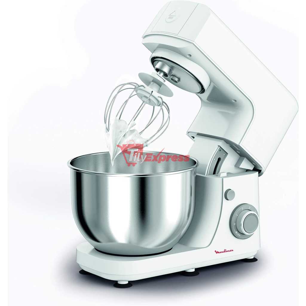 MOULINEX Masterchef 4.8 Litre Kitchen Machine, Stand Mixer, Dough Mixer - Silver/White, Stainless Steel/Plastic, QA150127