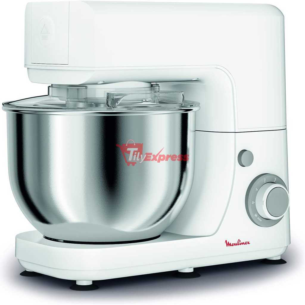 MOULINEX Masterchef 4.8 Litre Kitchen Machine, Stand Mixer, Dough Mixer - Silver/White, Stainless Steel/Plastic, QA150127