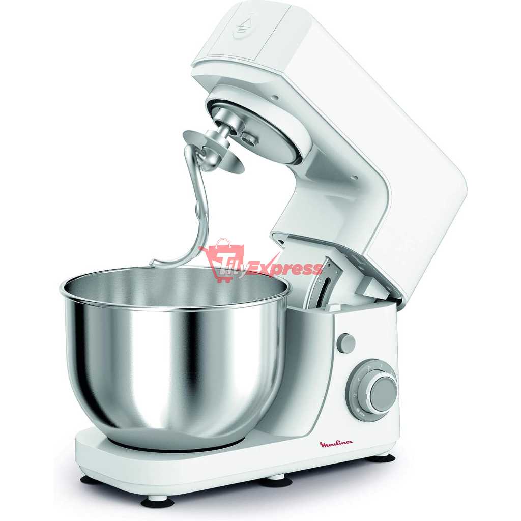 MOULINEX Masterchef 4.8 Litre Kitchen Machine, Stand Mixer, Dough Mixer - Silver/White, Stainless Steel/Plastic, QA150127