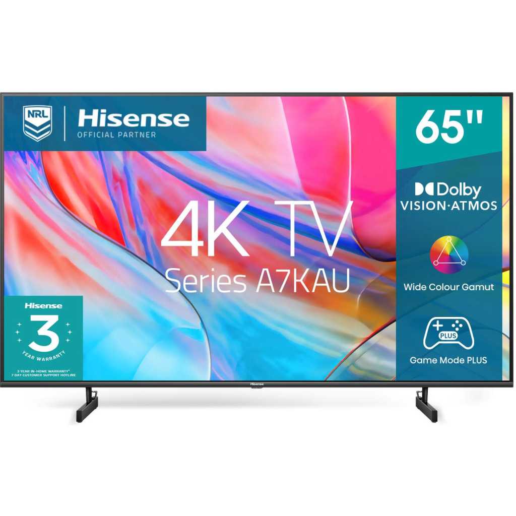 Hisense 65-Inch 4K UHD Smart TV, with Dolby Vision HDR, DTS Virtual X, Youtube, Netflix, Disney +, Freeview Play and Alexa Built-in, Bluetooth and WiFi, Black