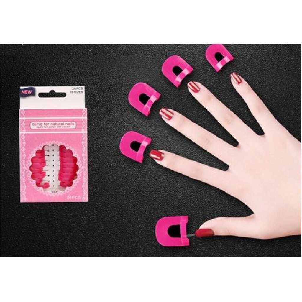 26pcs Polish Stencil Barrier w/ French 32 French Tip Strips / Reusable Nail Polish Guide Diy Nails Supplies- Pink