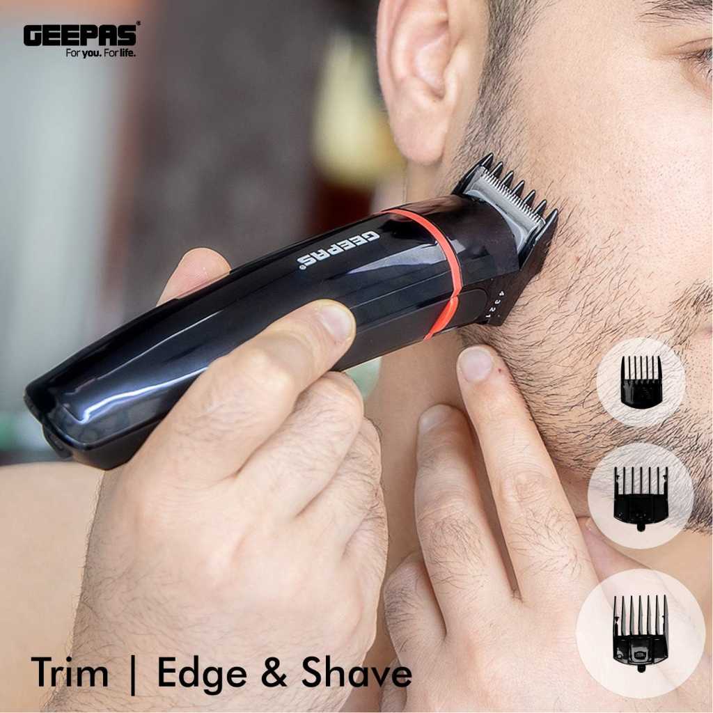 Geepas Rechargeable Trimmer for Men - GTR8128N, Electric Hair Shaver, Hair Clipper - Black