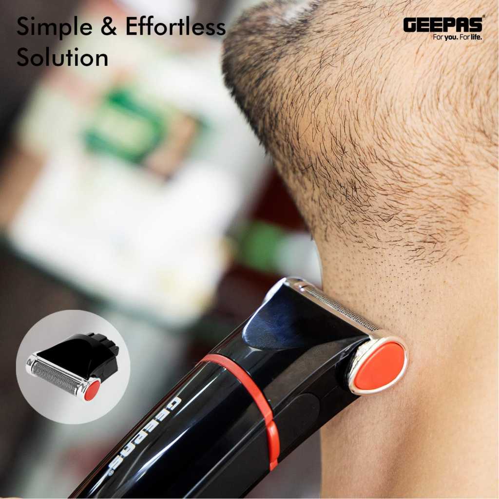 Geepas Rechargeable Trimmer for Men - GTR8128N, Electric Hair Shaver, Hair Clipper - Black