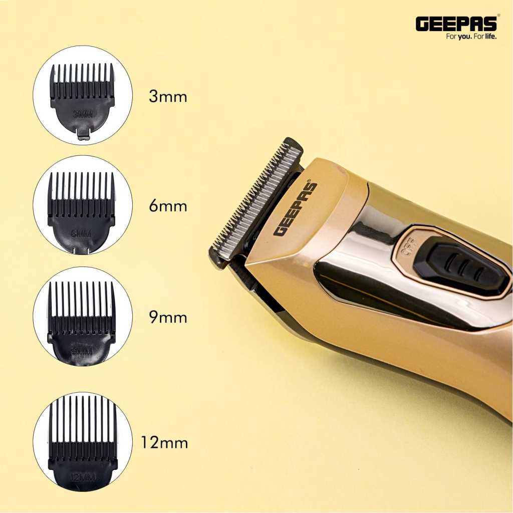 Geepas GTR56023 Rechargeable Hair Clipper Precise Beard Styler With Fine Steel Head - Pack of 1, Small, Gold