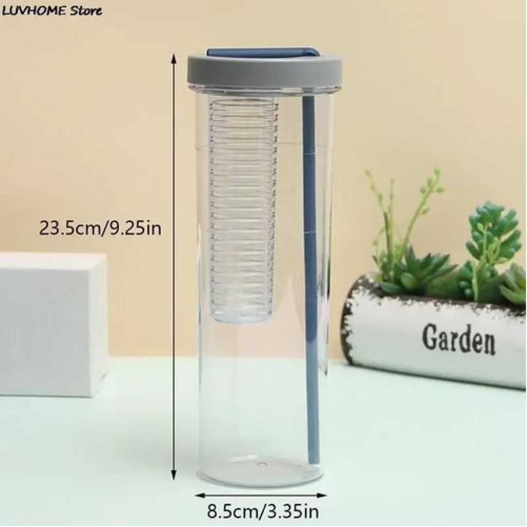 1 Piece Of Folding Straw Cup With Lid Transparent Reusable Tumbler Plastic Juice Milk Water Coffee Leakproof Plastic Cold Portable Juice Cup Lemon Filter Cute Drinking Bottle