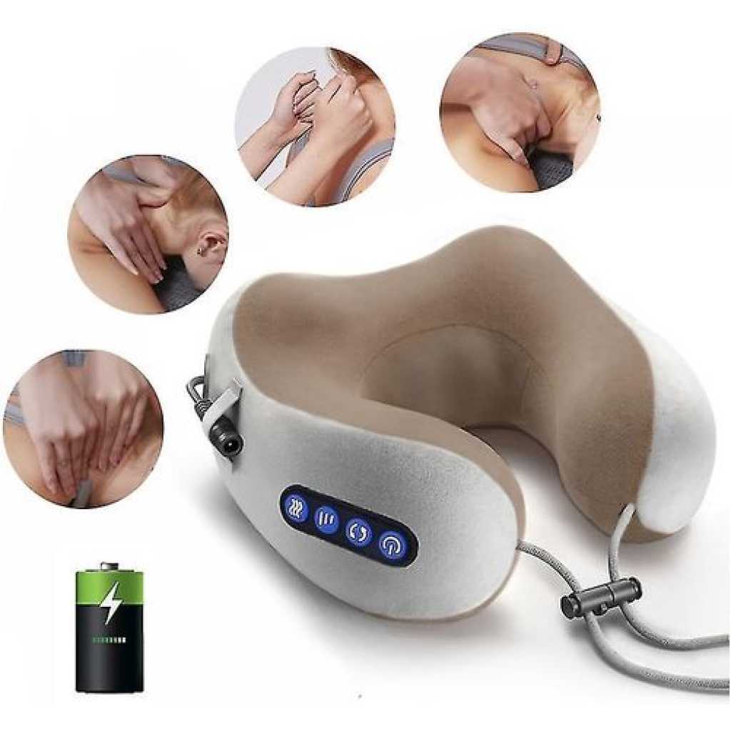 Neck Massager,USB Charging U-shaped Massage Pillow Electric Travel Pillow Foam Cervical Massage Pillow for Muscles Pain Relief Relax in Airplane,Office and Home- Multicolor