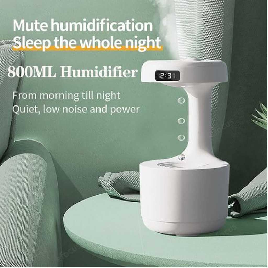 Anti-Gravity Humidifier With Clock Water Drop Backflow Aroma Diffuser, Anti Gravity Air Humidifier Aromatherapy Levitating Water Droplet,Ultrasonic Humidifiers Cool Mist Maker Fogger with LED Display, Air Purifiers for Office Bedroom- Multicolor