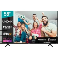 Hisense (58 Inch) 4K UHD Smart TV, with Dolby Vision HDR, DTS Virtual X, Youtube, Netflix, Disney +, Freeview Play and Alexa Built-in, Bluetooth and WiFi, Black