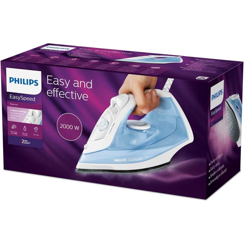 Philips EasySpeed Steam Iron GC1740/26, Steam Boost Up to 90g, Non-stick Soleplate - Blue