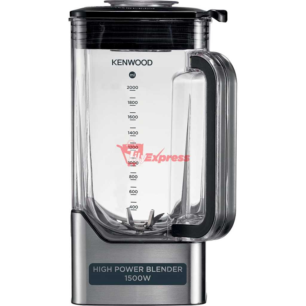 Kenwood Premium Power Blender 1500W Smoothie Blender With 2L Tritan Jar, 500ML Smoothie2Go Bottle & Lid, Blender Tamper/Food Presser, 6 Speed + 3 Preset Programs, Ice Crush Function BLM91.640S - Silver