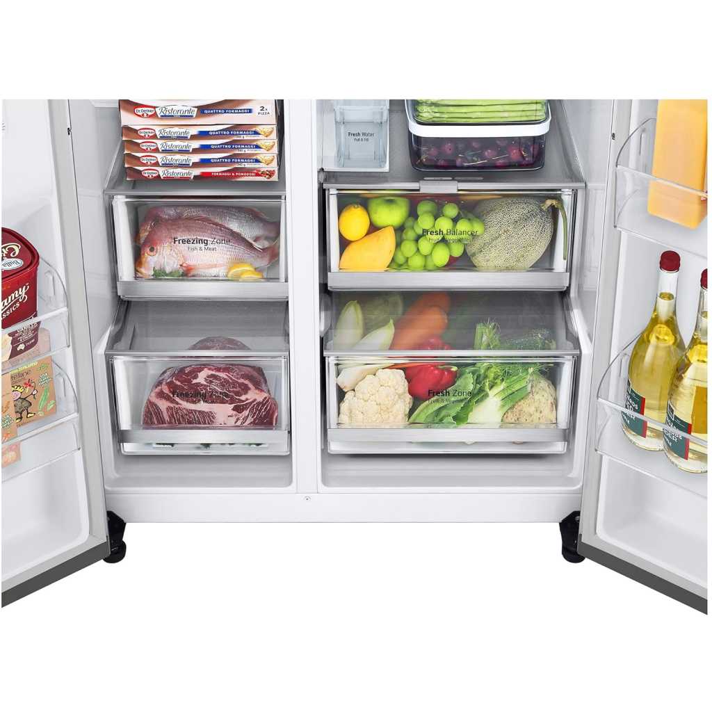 LG 674 L Frost-Free Inverter Linear Compressor Wi-Fi Side-By-Side Refrigerator, Knock Twice, See Inside (GC-X257CSES, Noble Steel, Door Cooling+, Hygiene Fresh+, Water and Ice Dispenser with UV Nano