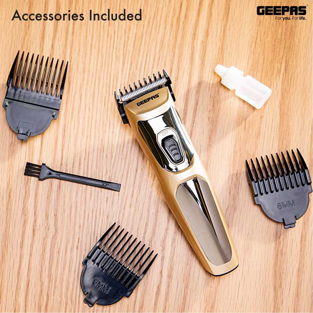 Geepas GTR56023 Rechargeable Hair Clipper Precise Beard Styler With Fine Steel Head - Pack of 1, Small, Gold